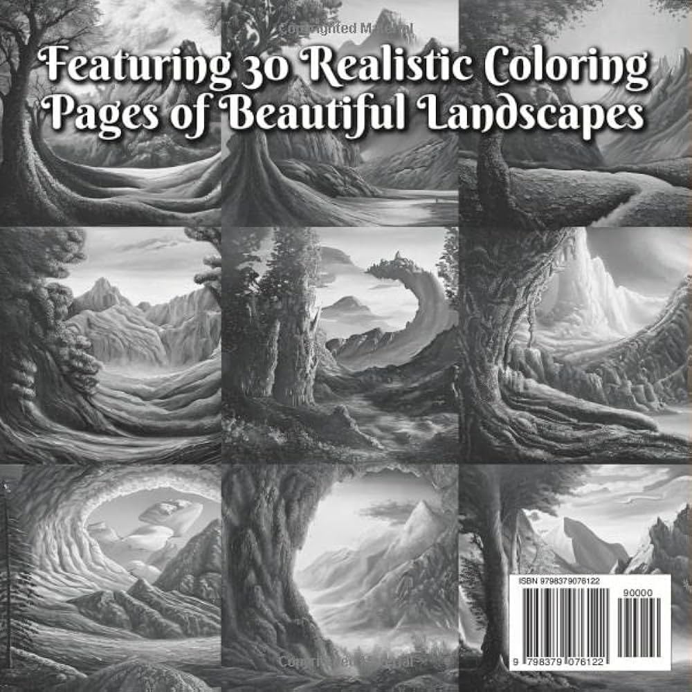 Grayscale coloring book with color guide perfect for beginners featuring realistic colouring pages of beautiful landscapes landscapes grayscale coloring books by works art your