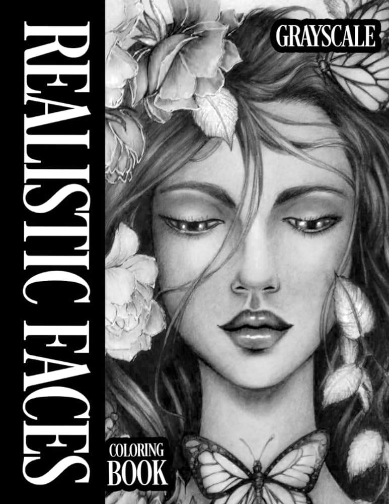 Realistic faces grayscale coloring books artistic illustrations relaxation coloring pages with coloring book with inspired designs for fun and gifts for kids teens adults relaxation joshua mckayla books