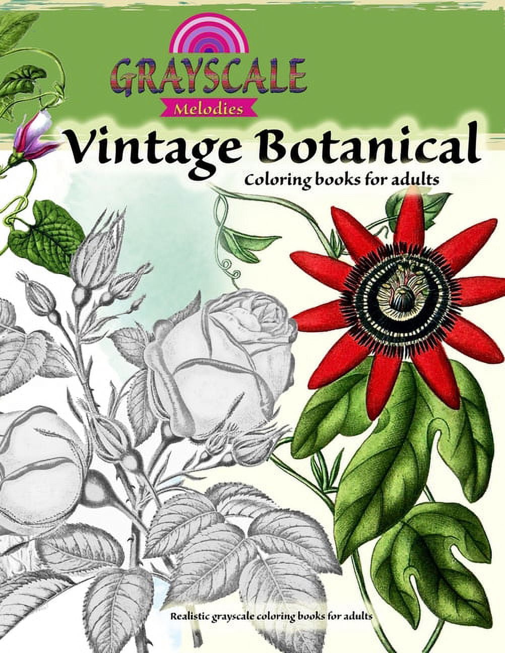Vintage botanical coloring book for adults realistic grayscale coloring books for adults coloring books for adults relaxation paperback