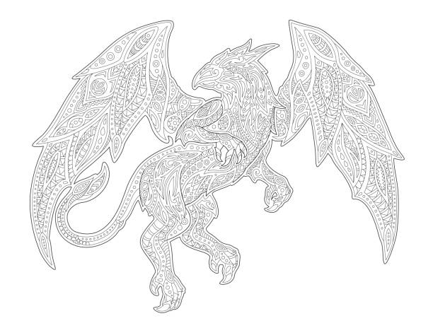 Griffin coloring page stock illustrations royalty