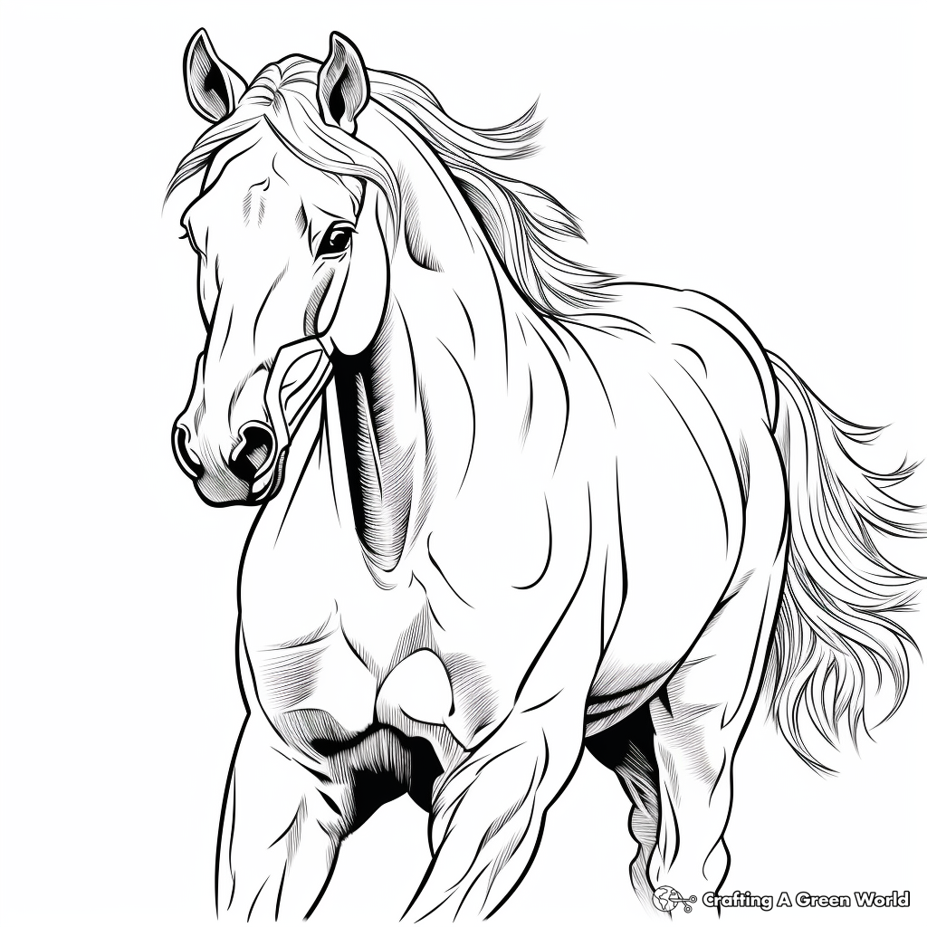 Horse realistic coloring pages