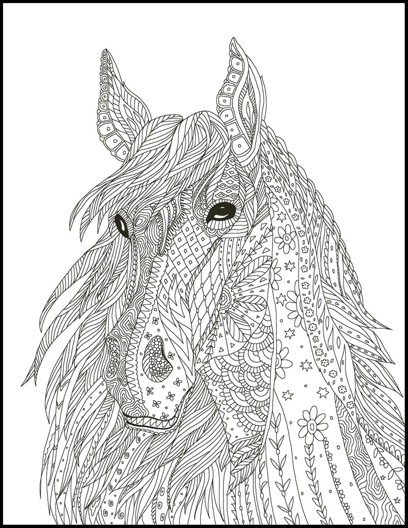 Horse coloring pages for adults