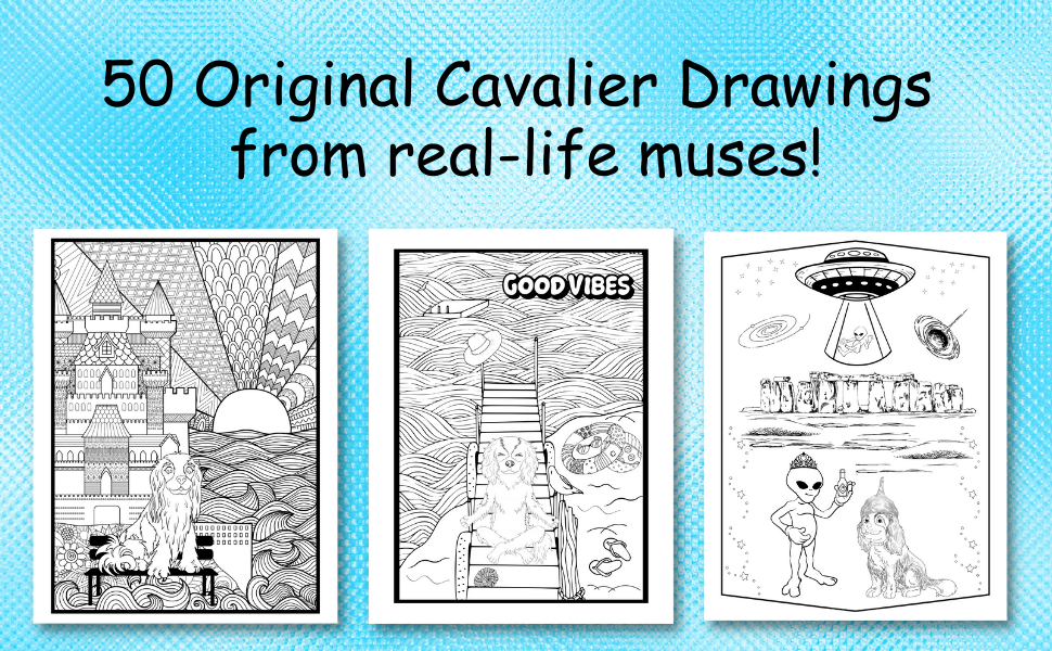 Cavalier king charles spaniel dogs adult coloring book original drawings and illustrations cute cavalier pages to colour the dog designs coloring books wilhelm tonya books