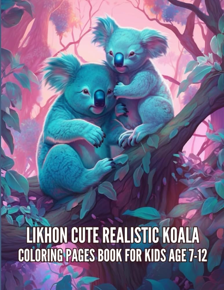 Likhon cute realistic koala loring pages book for kids age