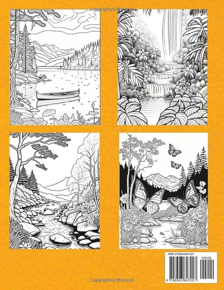 Relaxing landscape coloring book for adults and teens with realistic images of beautiful waterfalls lakes mountains magical trees for stress relief sue blanche n books