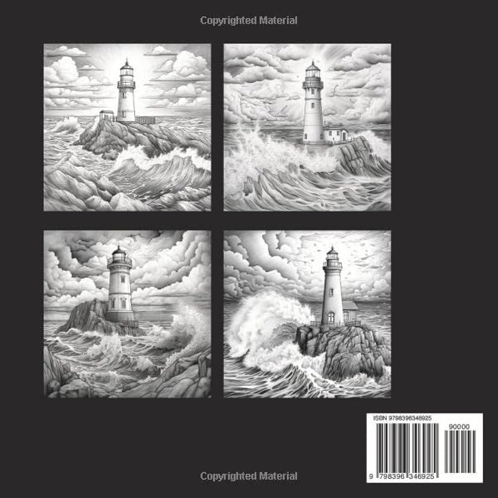 Lighthouses grayscale coloring book schoenenberger anna maria books