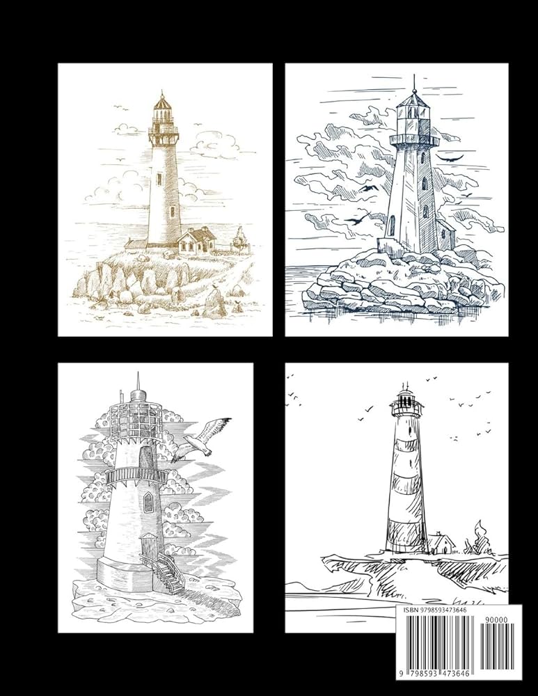 Lighthouse coloring book lighthouses coloring book featuring amazing lighthouses for adults with lighthouses from around the world scenic views and relaxation lighthouse coloring pages featurin lighthou books