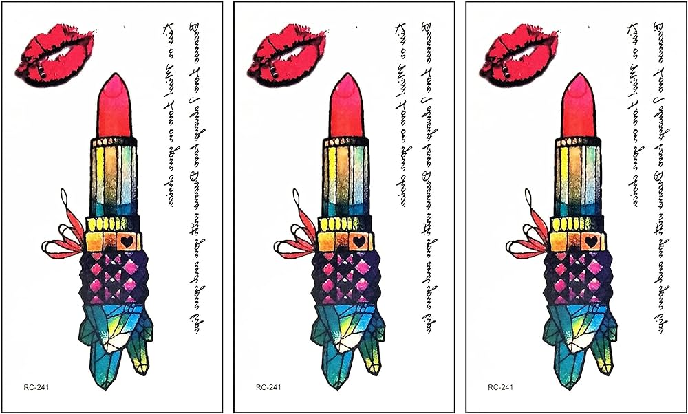 Oncex mini sheets red lipstick temporary tattoos for men women realistic patterned lipstick lips kiss sexy cartoon d tattoo fake body design arms legs fantasy fashion for man women