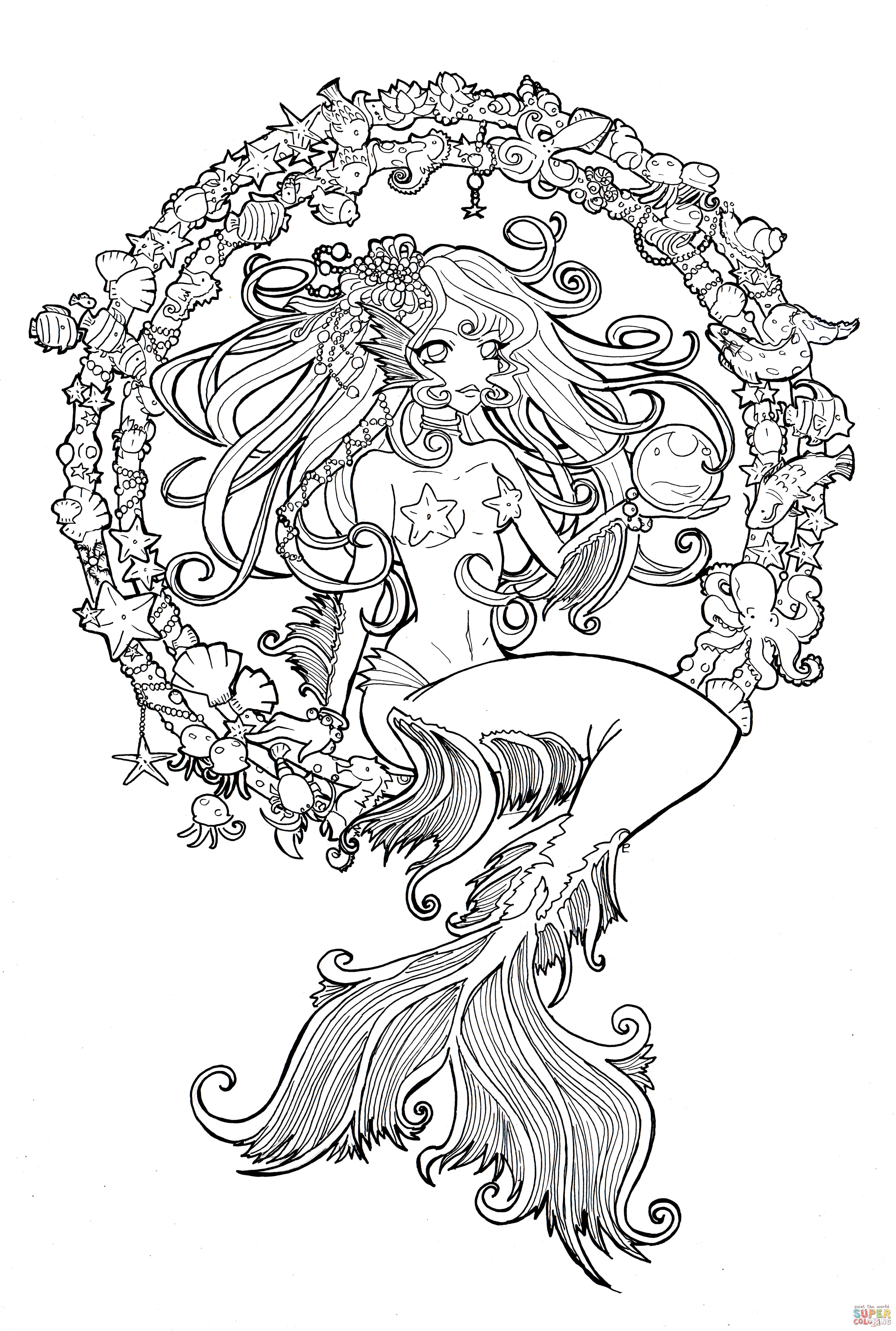 Cordelia jewel of the sea mermaid coloring page free printable coloring pages