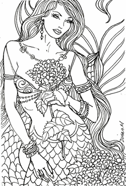 Mermaid adult coloring pages