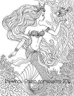 Mermaid adult coloring pages