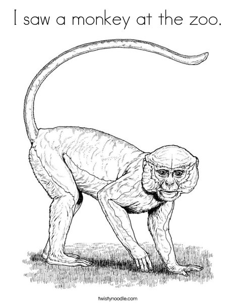 I saw a monkey at the zoo coloring page