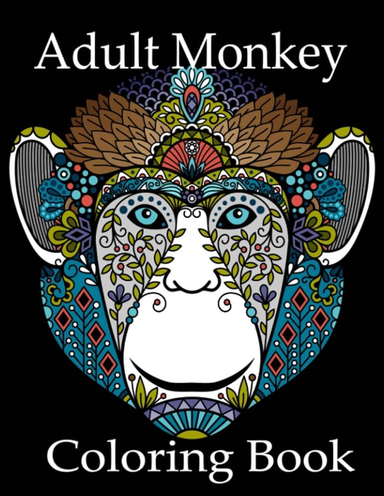 Adult monkey coloring book monkey by grate press nr