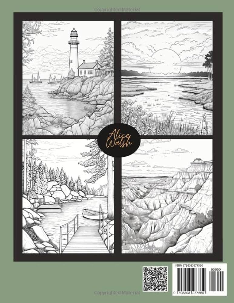 Adult loring book outdoor nature scenes breathtaking detailed realistic landscape scenery in grayscale for relaxation and stress reduction natural landscapes loring books for adults walsh alice books