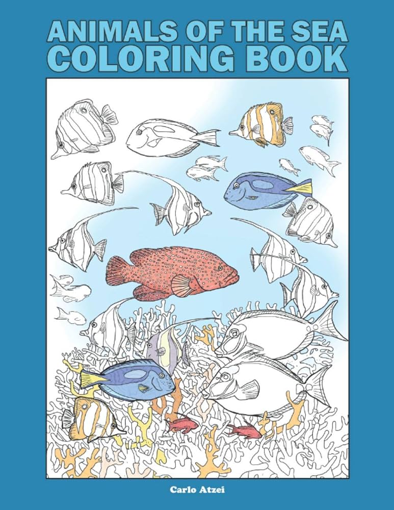 Animals of the sea loring book realistic loring pages on marine wildlife carlo atzei loring books atzei carlo books