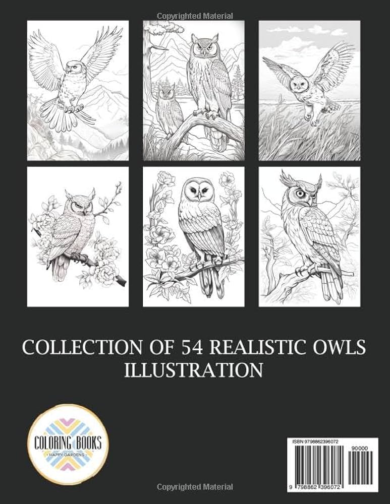 Realistic owl coloring book for adults lifelike owls illustrations for relaxation and stress relief