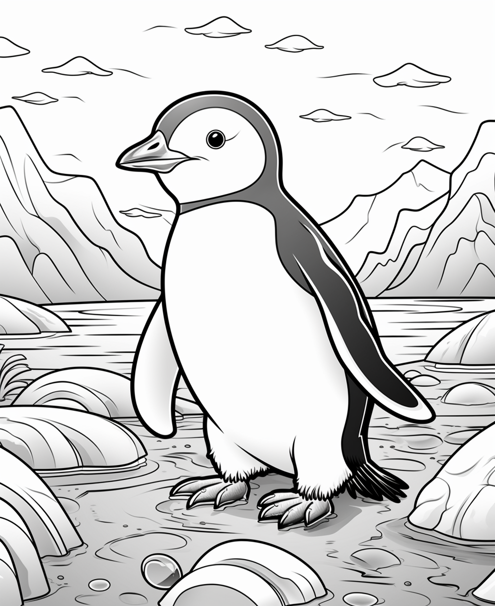 Penguin coloring book for children coloring pages