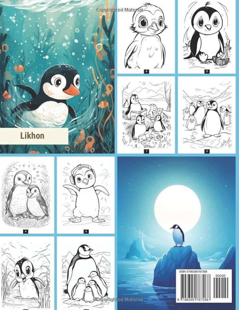 Likhon cute realistic penguin coloring pages book for kids age