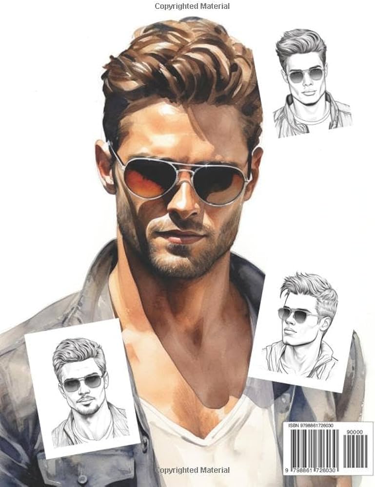 Man portrait coloring book man portraits realistic people faces in greyscale coloring pages for relaxation stress relief and happiness