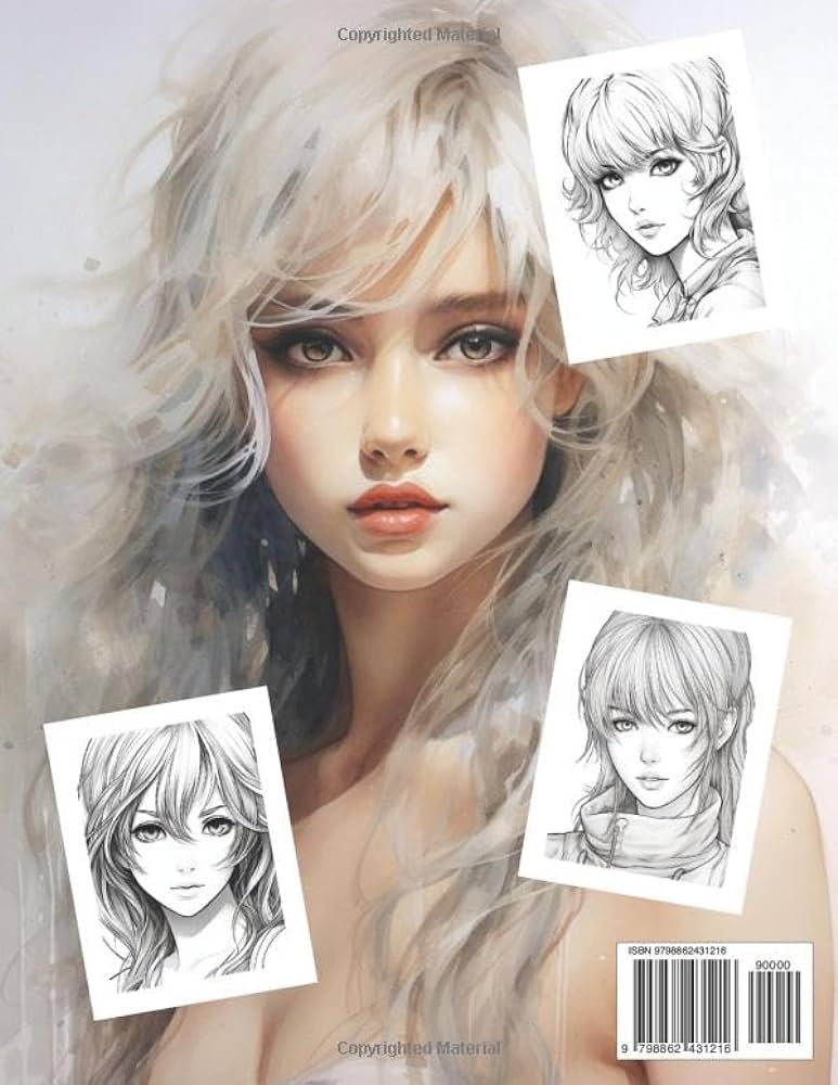 Women portrait coloring book women portraits realistic people faces in greyscale coloring pages for relaxation stress relief and happiness