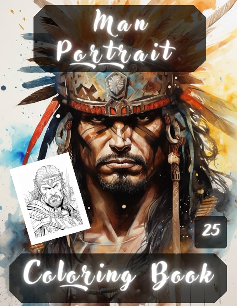 Man portrait coloring book man portraits realistic people faces in greyscale coloring pages for relaxation stress relief and happiness