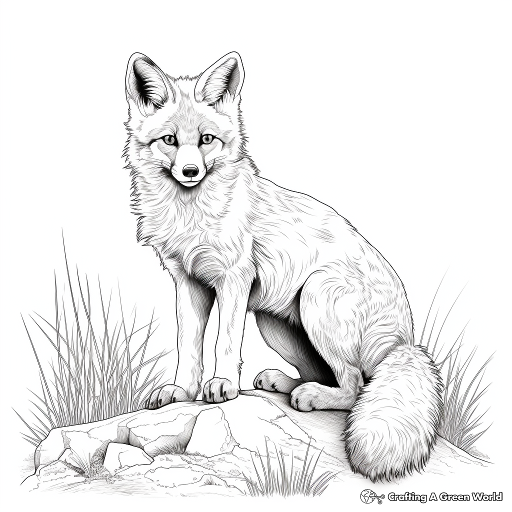 Realistic fox coloring pages