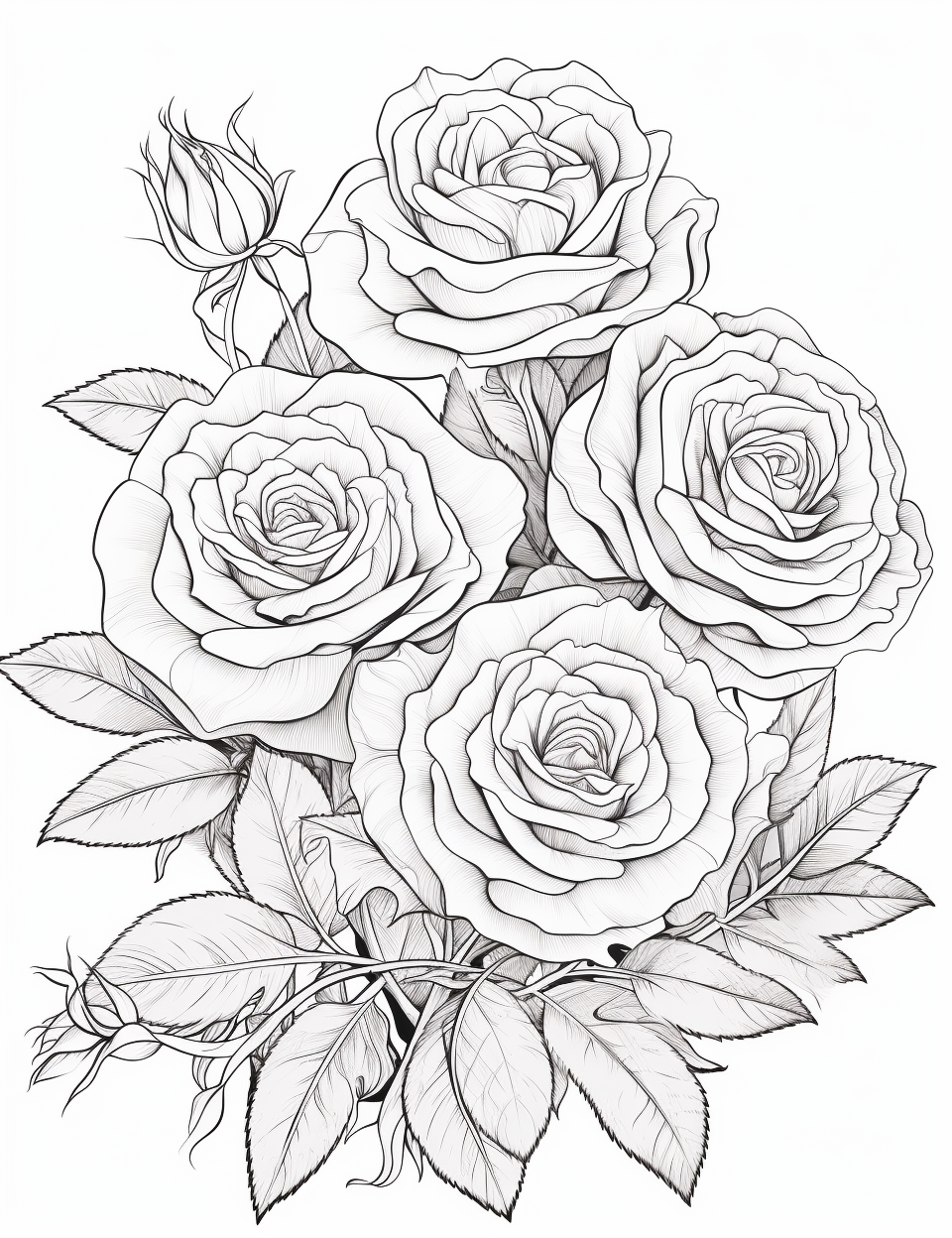 Rose flowers coloring book for children coloring pages