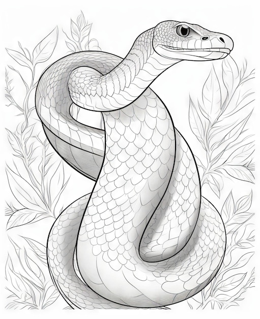 Premium ai image coloring page for kids snake cartoon style thick lines low detail no