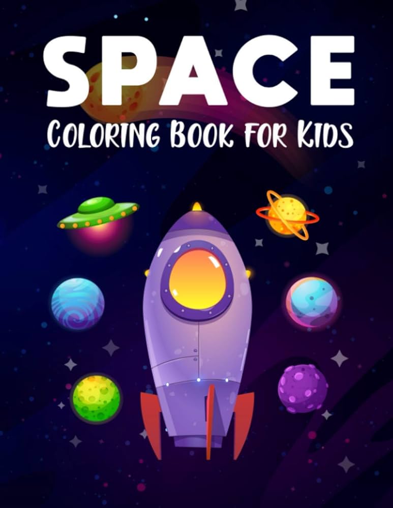 Space loring book for kids facts realistic illustrations with science facts about the solar system space exploration planets space ships rockets astronomy loring book publishing baissa press books