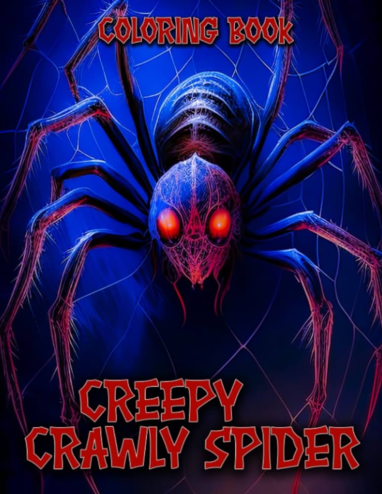 Creepy crawly spider coloring book easy drawing realistic spider and bugs in color book illustrations pages for teens friends or lovers birthday to creativity anxiety relief