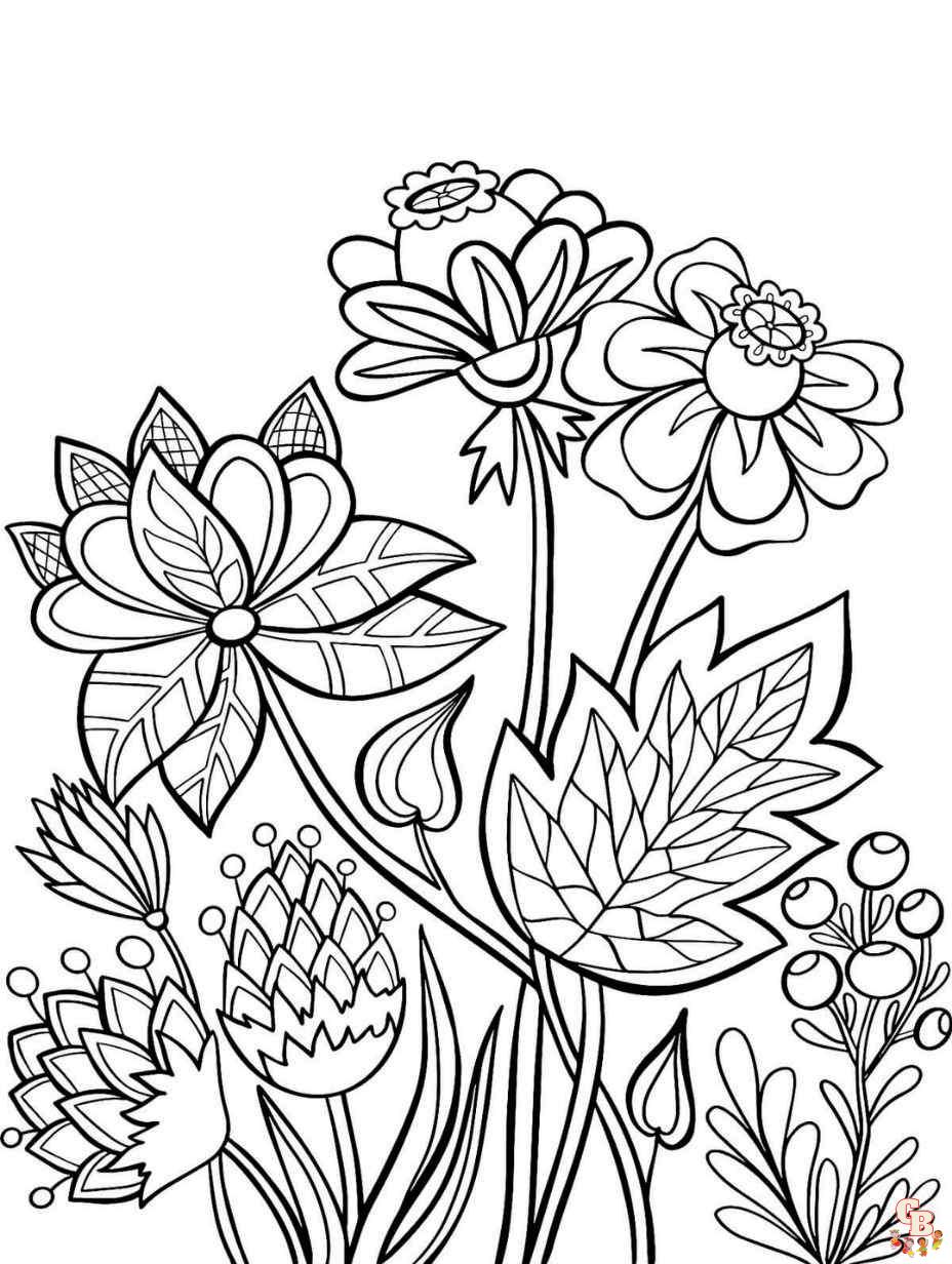 Enjoy free printable flowers coloring pages with