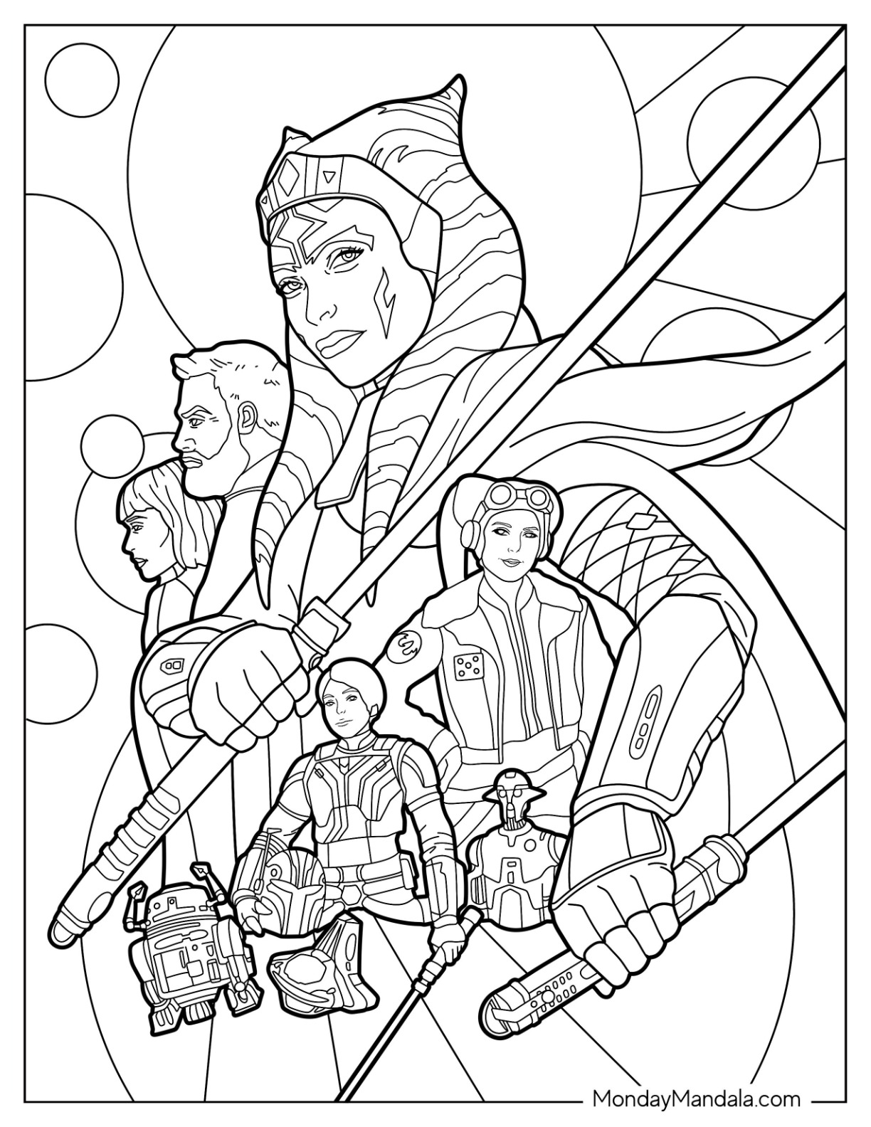 Ahsoka coloring pages free pdf printables