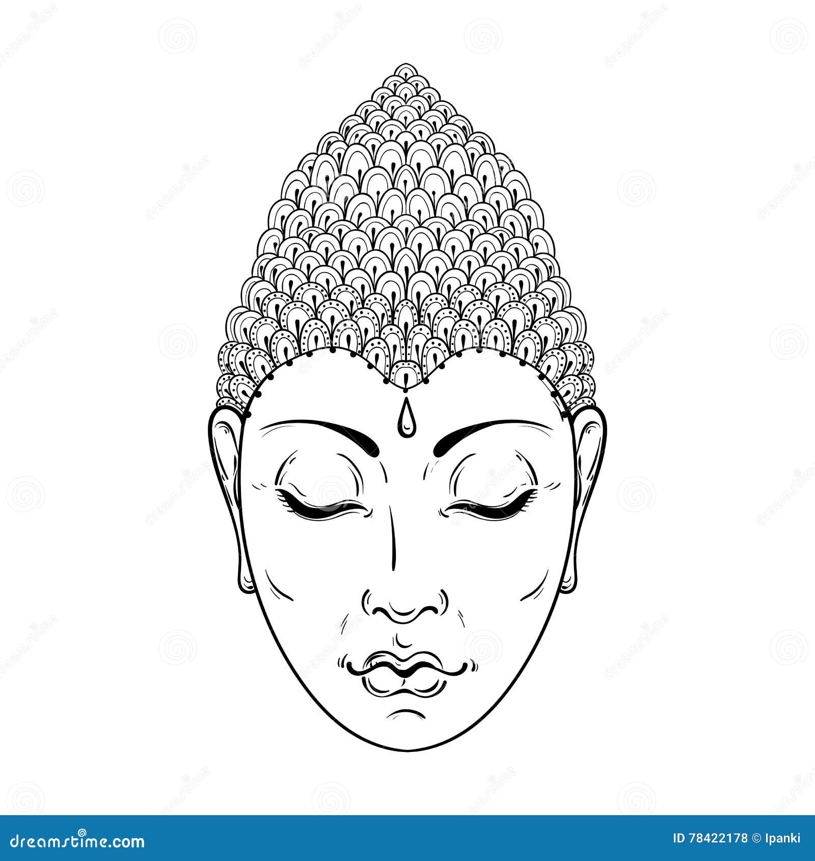 Vector zentangle portrait of buddha for ornamental adult coloring pages buddhism tattoo art ethnic patterned t