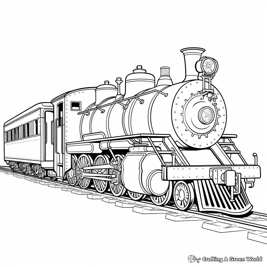 Realistic train coloring pages