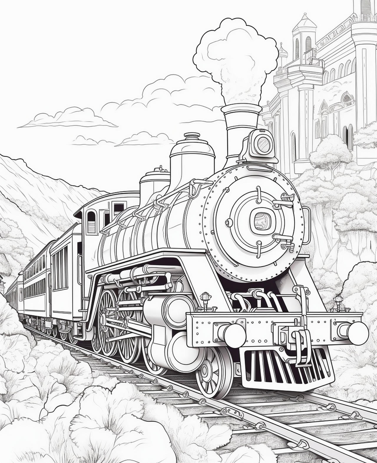 Vintage steam lootives coloring pages by coloringbooksart on