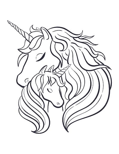 Realistic unicorn coloring page