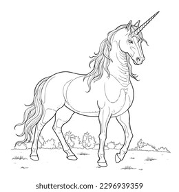Unicorn coloring pages kids adults stock vector royalty free