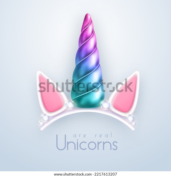 D realistic gradient unicorn horn isolated stock vector royalty free