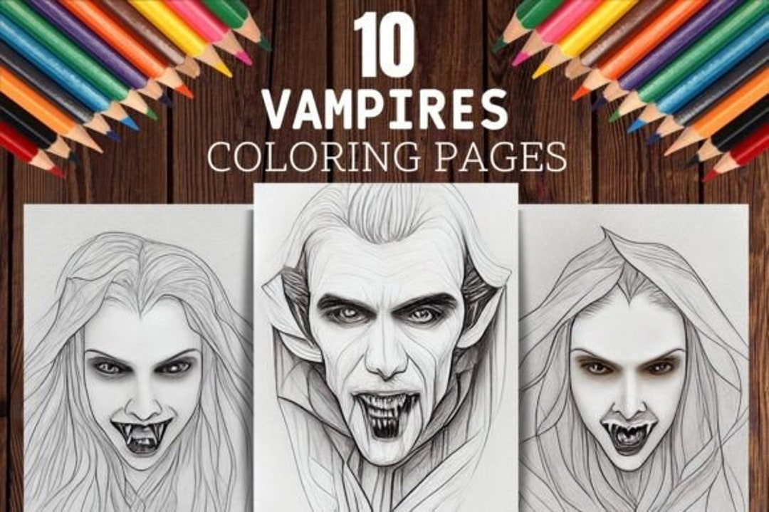 Vampire coloring pages for adults scary vampires grayscale graphics pages