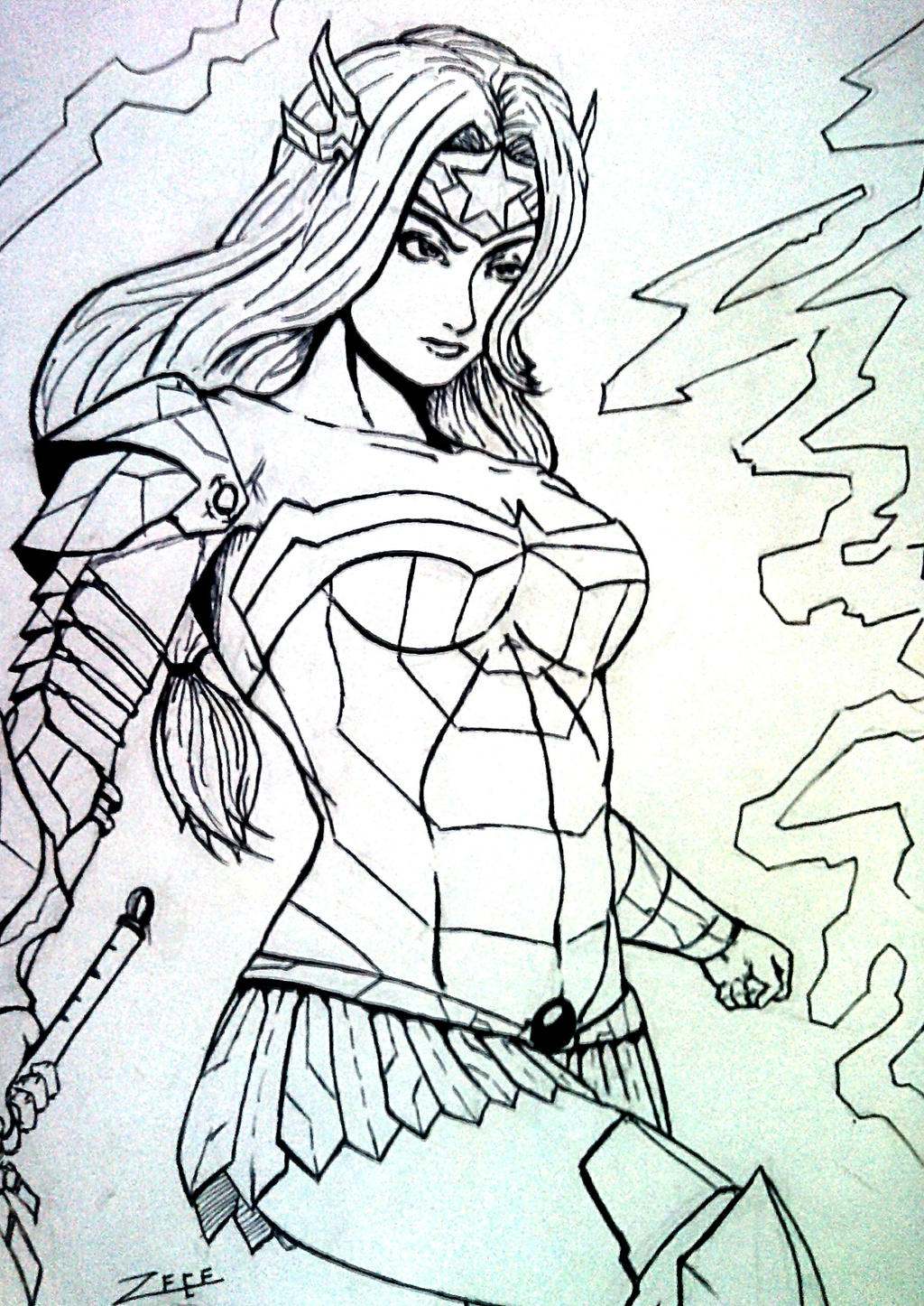 Dcs wonder woman pen and ink by zeemurai
