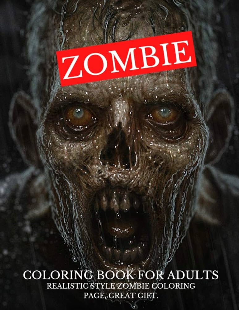 Zombie coloring book for adults realistic style zombie coloring page great gift by