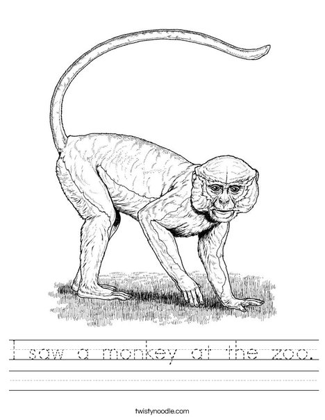 I saw a monkey at the zoo worksheet