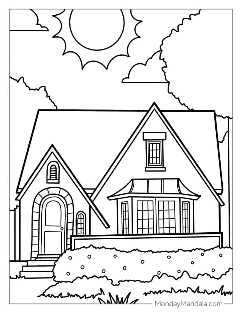 House coloring pages free pdf printables