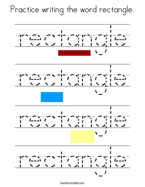 Practice writing the word rectangle coloring page