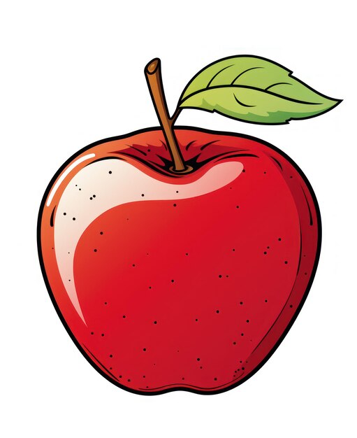Premium ai image coloring page of a red apple and its leaf ai generated