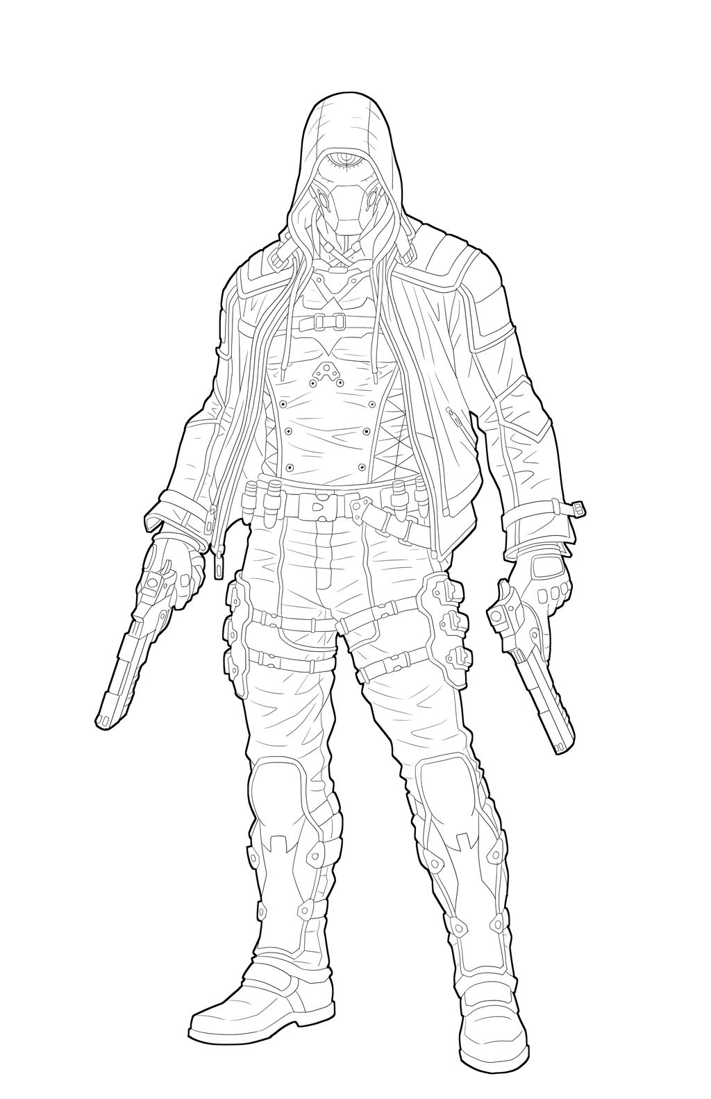 Red hood arkham knight ink by phil