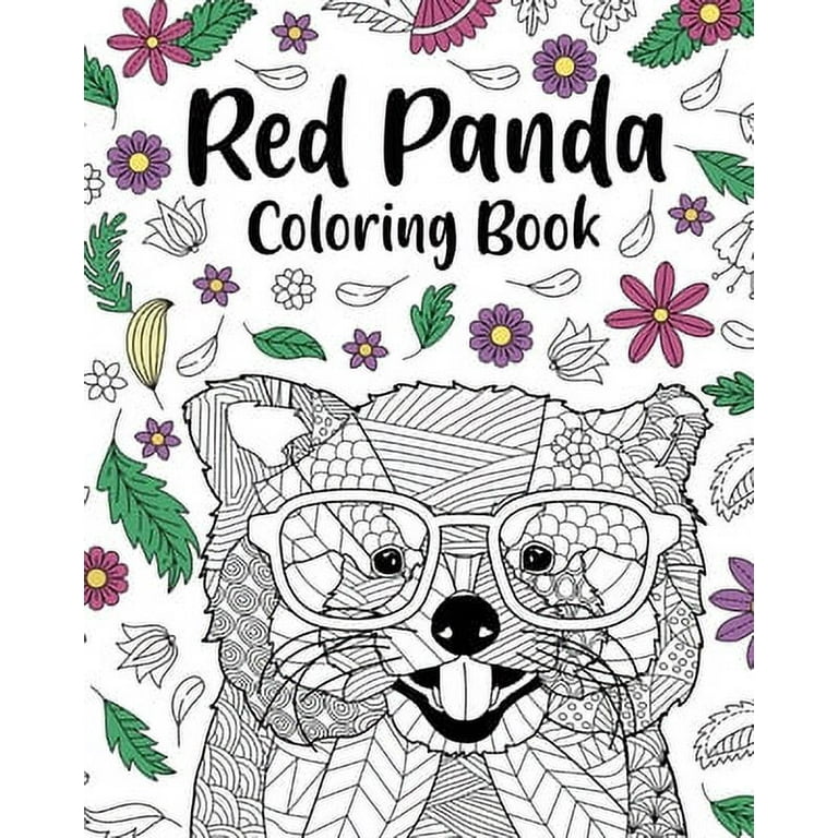 Red panda coloring book coloring books for adults gifts for panda lovers floral mandala coloring page paperback