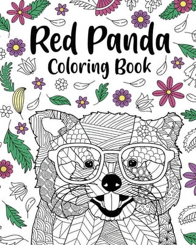 Red panda coloring book coloring books for adults gifts for panda lovers floral mandala coloring page paperback