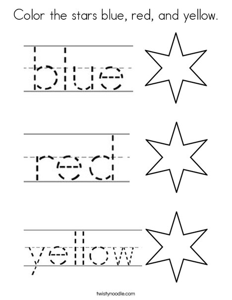 Color the stars blue red and yellow coloring page