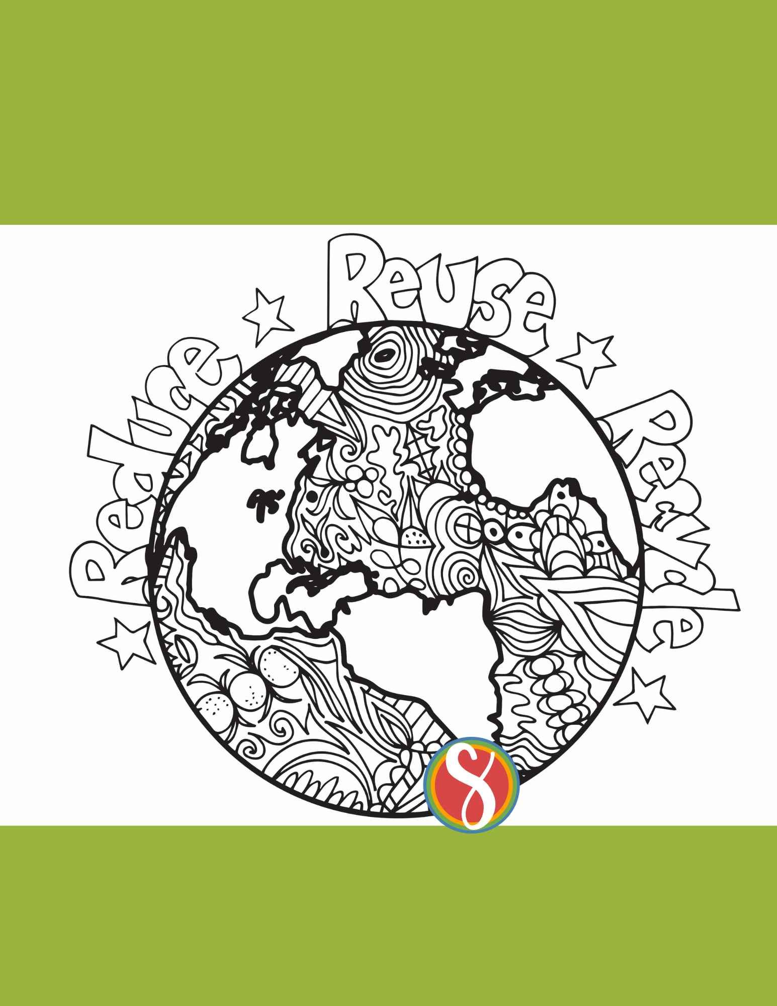 Free reduce reuse recycle coloring pages â stevie doodles